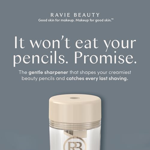 Image of Ravie Beauty Lip and Eye Liner Pencil Sharpener with German Blade and Mess Free Reservoir for Smooth Precise Tips, Travel Friendly for Standard Makeup Pencils