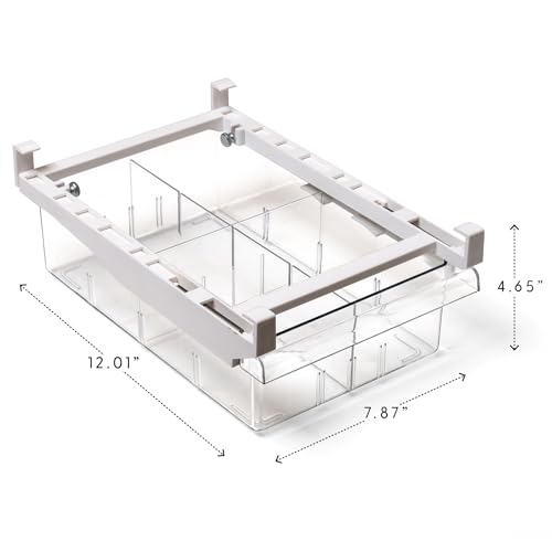 BINO | Pull-out Fridge Organizer | THE HANGER COLLECTION | Fridge Drawer Organizer with 2 Dividers | Clear Pantry Drawer - Additional View