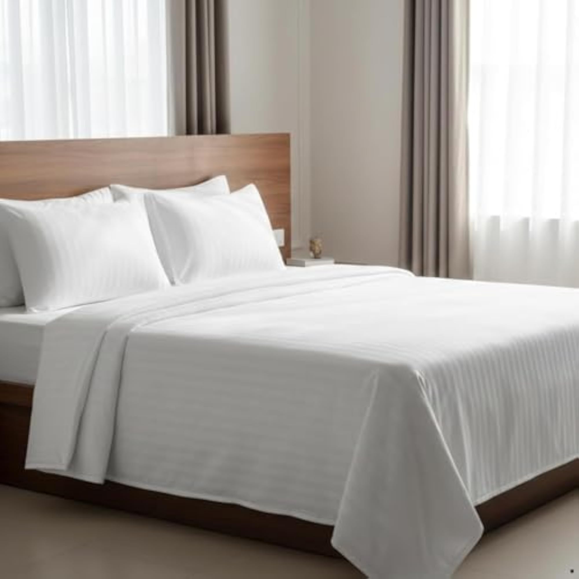 100% Cotton 400 TC Satin Stripes King Bed Sheet
