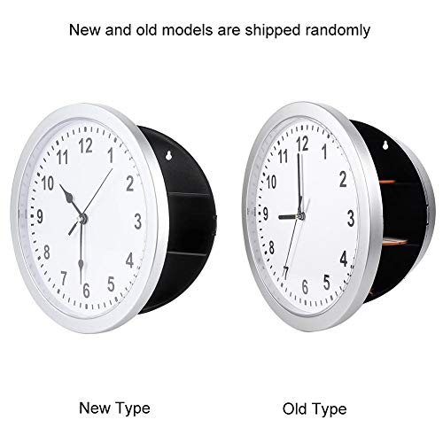 Annadue Silver Wall Clock Safe for Money Stash Jewelry Valuables Cash Storage, Hidden Secret Container Box, with 3 Shelves, for Home or Office Decor.