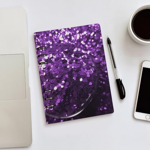 Carnet de notes A5 rechargeable en cuir synthétique pailleté pour le bureau - 5