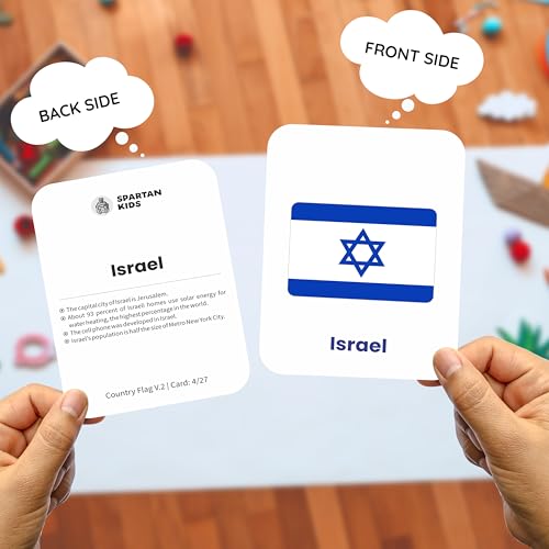 Image of SPARTAN KIDS World Country Flags (Version 2) Flash Cards for Kids Creative Thinking | 27 Early Learning Flash Cards Easy & Fun Way of Learning 1 Year to 6 Years Babies