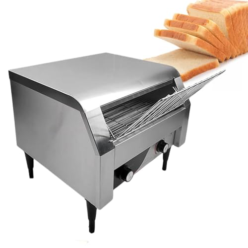 Tostadora comercial, 450 rebanadas/hora, 2,6 kW, tostadora industrial resistente con cinta transportadora, horno eléctrico de acero inoxidable, para bagels, croissants, restaurantes, panaderías, caf