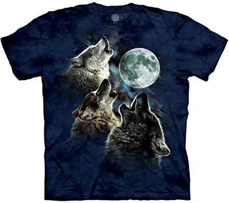 The Mountain Three Wolf Moon In Blue Adult T-Shirt, Blue, Large