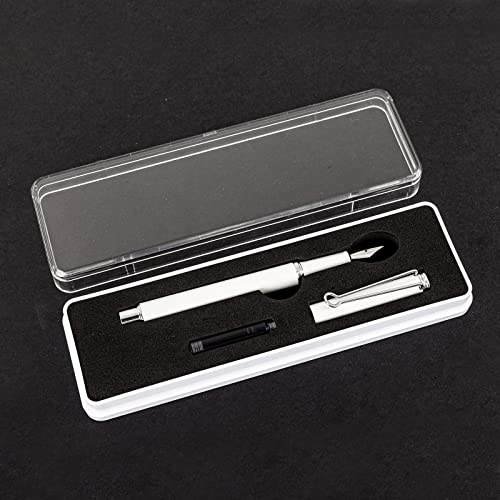 Aihao Refillable Fountain Pen, Fine Point, Black Ink, 2 Ink Cartridges In One Set, Pear White, Metal Pen #TOP6