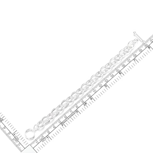 COOLSTEELANDBEYOND Womens Silver-tone Rolo Chain Link Bracelet Stainless Steel, Chunky Oval Links with Toggle Clasp3