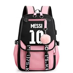 Backpack Laptop bag School Backpack for Girls Middle School Students Messi Backpack Bookbag with USB Charging&Headphone Port