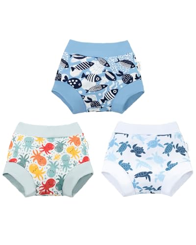 babygoal Reusable Swim Diaper - Waterproof Cloth Swimmers Pants for 12 Months to 18 Months Babies Infants Beach & Pool(Octopus, Turtle, Fish)