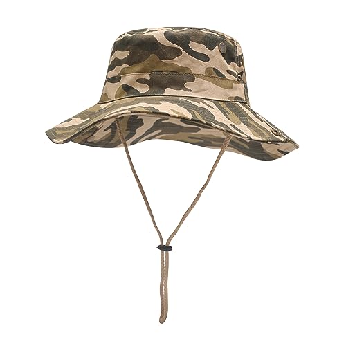 Image of ZLYC Mens Waterproof Camo Sun Hat Wide Brim Packable Outdoor Mesh Fishing Bucket Hats