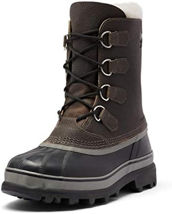 Sorel Men's Caribou WL Wool Boot — Quarry, Black — Waterproof Leather Snow Boots — Size 11