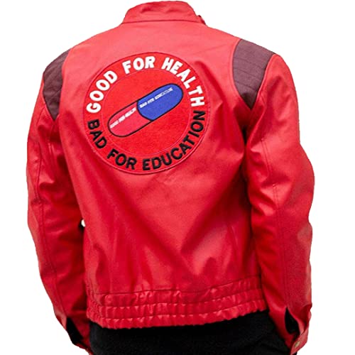 Men's Akira Shotaro Kaneda Red&Black Capsule Logo Text Cosplay Faux Leather Jacket4