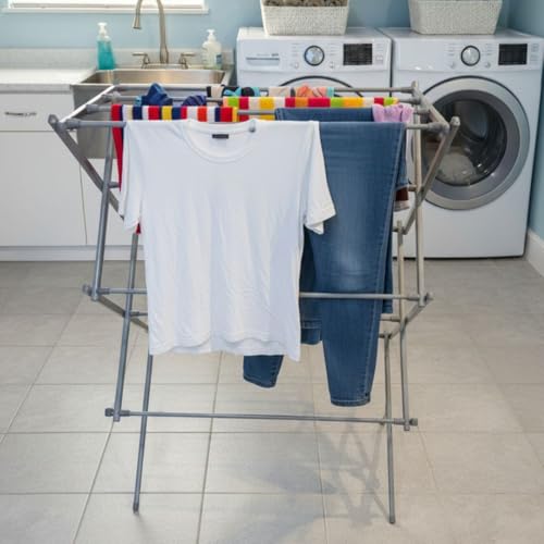 Casabella 3-Tier Clothes Airer, Foldable Iron Drying Rack With 12 Thickened Poles, Heavy-Duty Space Saving Clothes Horse For Indoor & Outdoor Use, 72X37X105Cm - 3