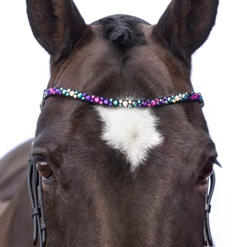 MagicTack Stirnriemen Pferd Größe Warmblut Bling geschwungen grün pink Cover