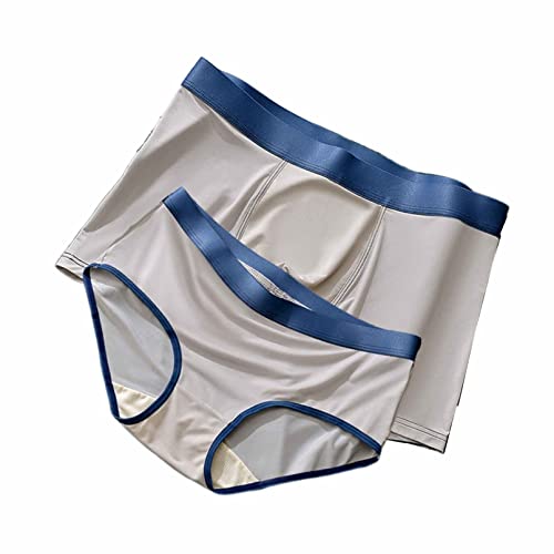 Fashion Hot Couple Underwear Ice Silk Panties Sexy Underpants Women Briefs Men Boxer Shorts