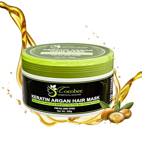 Image of COCOBEE Keratin Argan Oil Hair Mask Pack 1- Deep Conditioning Treatment for Smooth | Healthy | Shiny Hair | Revitalizes|| Strengthens| Repairs and Nourishes | Blended With Jojoba Oil & Vitamin E