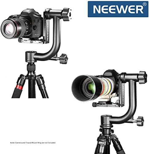 Neewer Professional Heavy Duty Metal 360 degree Panoramic Gimbal Tripod Head with Standard 1/4'' Quick Release Plate and Bubble Level for Digital SLR Cameras up to 30lbs/13.6 kg
