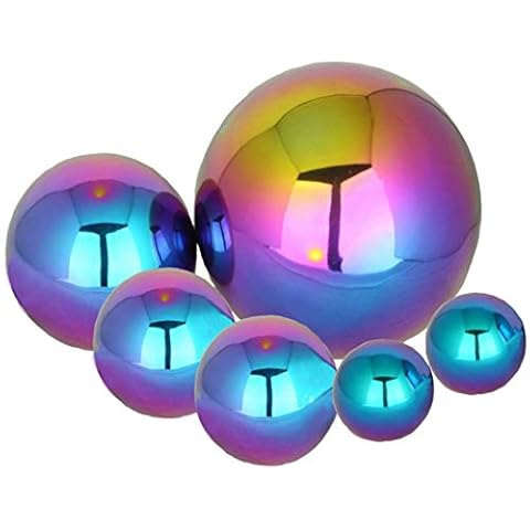 Stainless Steel Gazing Ball, zosenda 6 Pcs 50-150 mm Multi-Colour Mirror Polished Hollow Ball Reflective Garden Sphere, Pre-Drilled Gazing Globe for Home Garden Ornament Decorations Cover