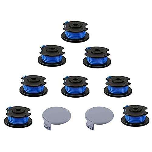 LINNNZI String Trimmer Replacement Spool Line, Trimmer Strimmer Spool & Line Weed Eater Spools Line AC14RL3A for Ryobi Length 3.3m Trimmer Line, 8 Spools + 2 Caps