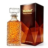 Whiskey Karaffe/Decanter aus Glas – 950 ml Whisky Dekanter mit Dichtem Geometrischem Stopfen – Ideal für Whiskey, Wodka, Bourbon, Scotch, Brandy, Tequila & Rum