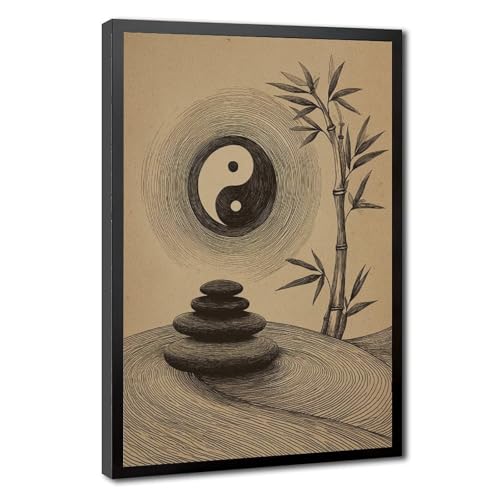 Peinture toile Yin Yang au style sketch art raffine decoration murale retro
