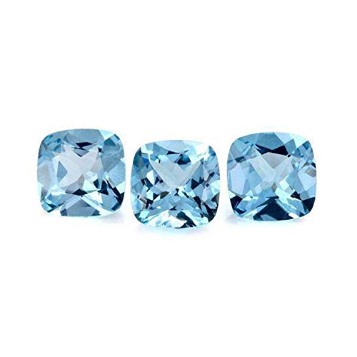 Topaze bleue naturelle 6mm forme coussin pour fabrication bijoux