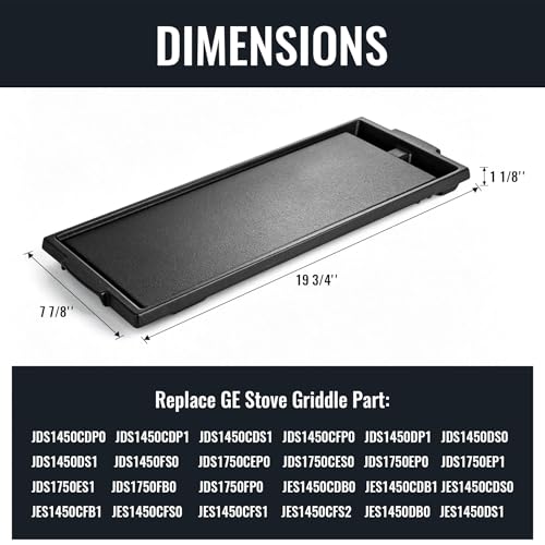 Image of Upgraded W10432544 Cast Iron Griddle for Whirlpool Gas Stove Top Griddle Parts, W10432539 Stovetop Griddle for Whirlpool KitchenAid Jennair Maytag Gas Cooktop Parts Burner Center Griddle Flat Top Pan