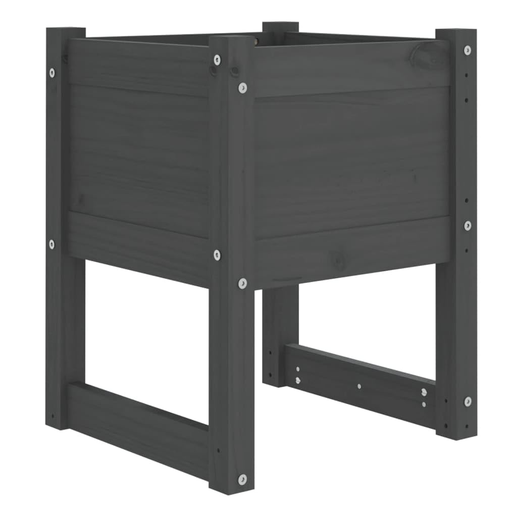 Pflanzkübel Grau 40x40x52,5 cm Massivholz Kiefer, Moderne Übertöpfe für Balkon, Terrasse und Indoor, robuster Blumentopf für Kräutertopf und Blumenkübel