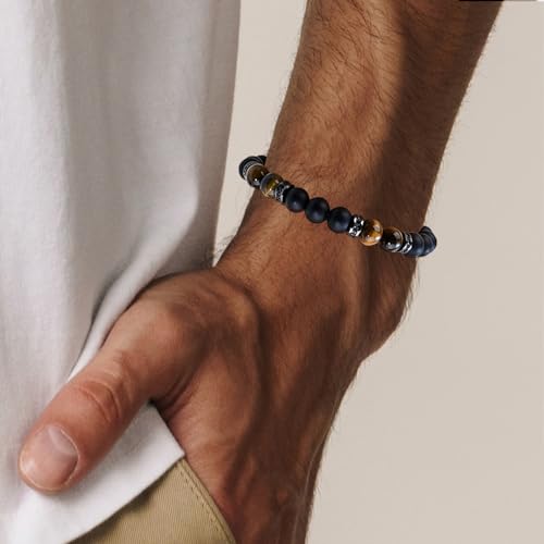 Tigers Eye Bracelet Black Matte Stone Bracelet Friendship Bracelet Beaded Bracelets for Men Bracelet Black Bracelet Valentines Gifts for Him - Image 4