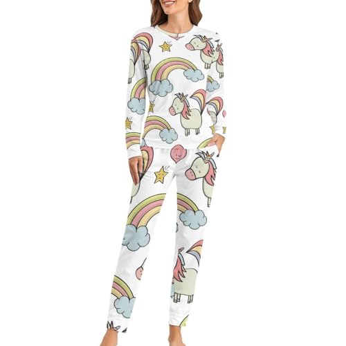 Pyjama licorne femme arc-en-ciel pour stopper le froid la nuit en hiver