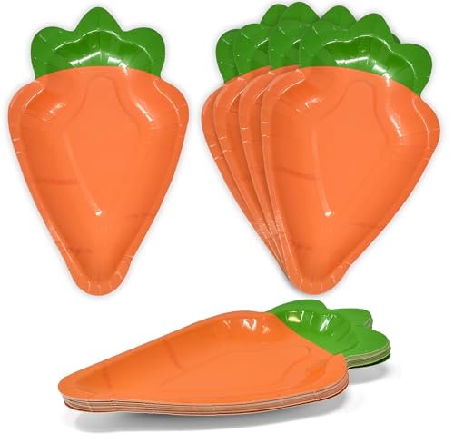 Gift Boutique Easter Carrot Shaped Plates 24 Pack Party Supplies Orange Green Disposable Tableware Spring Holiday Dinner Dessert Serving Plates Kids Party Decor
