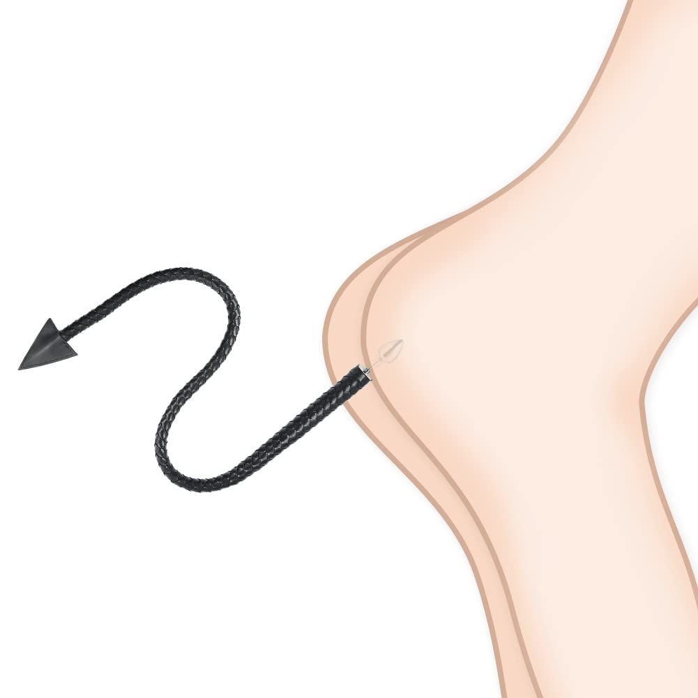 Metal Butt Plug with Devil Tail Cosplay Anal Tail Sex Toys SM Masturbation Anal Plug for Women Men Couples Lover Sex Love Games Anal Stimulator Personal Massager Anal Sex Trainer Black