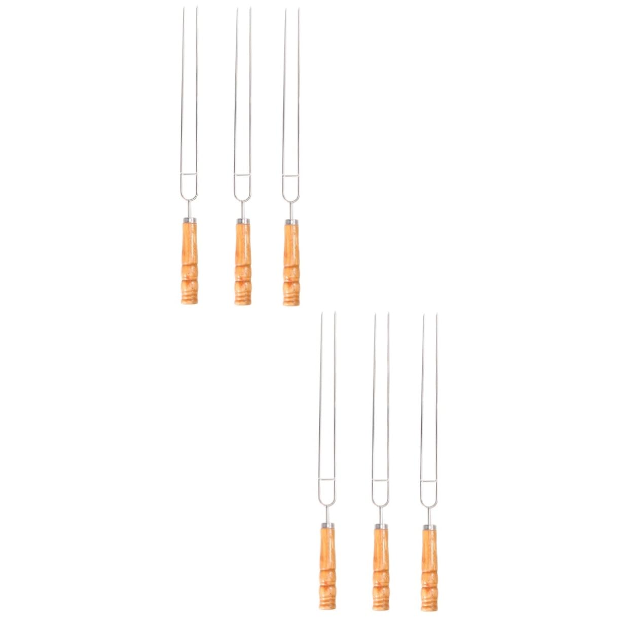 Sosoport 6pezzi Forchette Per Barbecue Inossidabile Con Skewers Punte Per Grigliate Per Picnic Random