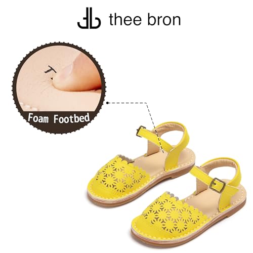 Image of THEE BRON Toddler Floral Cutout Closed Toe Sandals for Girls Breathable Summer Shoes