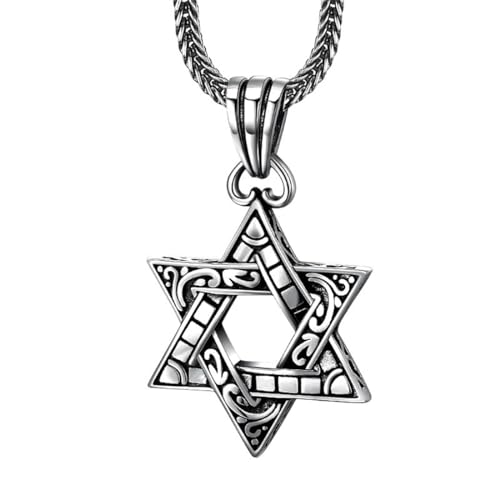Colgante de hexagrama vintage de plata de ley 925 unisex accesorio retro