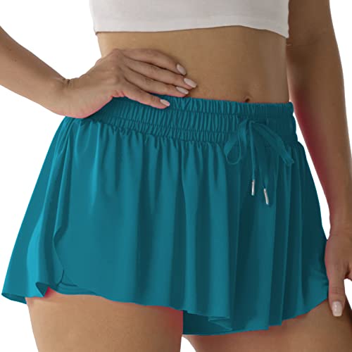 Image of Flowy Athletic Shorts for Women Running Tennis Butterfly Shorts Girls 2-in-1 Double Layer Quick-Drying Comfy Shorts