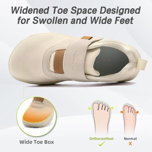 OrthoComfoot Women's Orthopedic Diabetic Wide Walking Shoes: Comfortable Casual Arch Support Plantar Fasciitis Loafers, Orthotic High Arch Swollen Feet Adjustable Work Shoes for Ankle and Heel Pain2