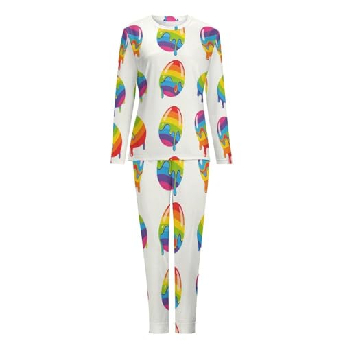 Image of Womens Pajamas Sets 2 Piece Long Sleeve Lounge Set Loose Pants Pj Sets Loungewear with Pockets