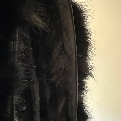 Black Fur Fox for Hood Edge Fringe Collar Trim womens and mens, Furry Stripe for Jacket 75 cm4