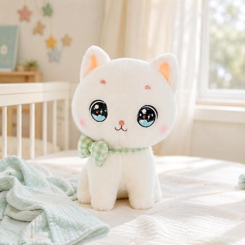 Image of SCOOBA Adorable Bow cat Soft Toy 35cm (Bow cat White)