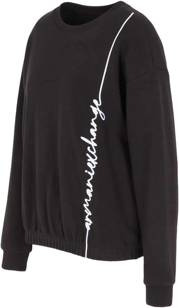 Armani Exchange womens Signature Logo French Terry Pullover Sweatshirt - Image 3
