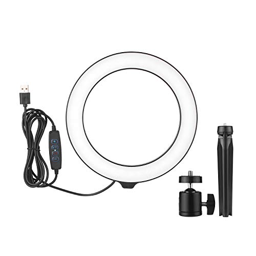 Loijon 8inch Ring Light com tripé Rotable Selfie Makeup Ringlights com 3 modos de luz 10 Nível de br