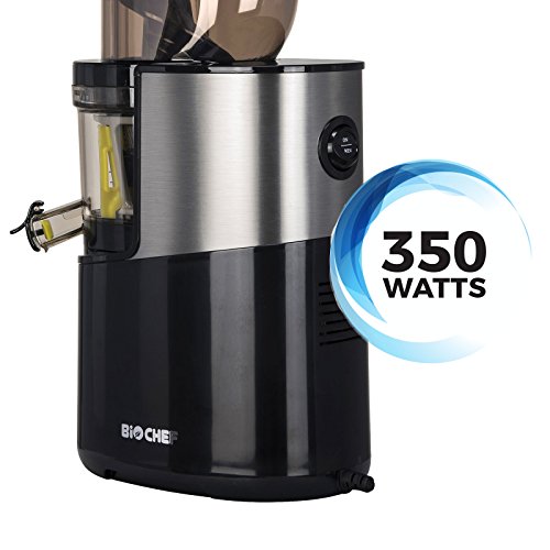 Bio Chef Atlas Whole Slow Juicer Pro – Extractor de zumos, 350W, 40 RPM, Licuadora Prensado en Frío. Garantía de por Vida en el Motor. (Negro)