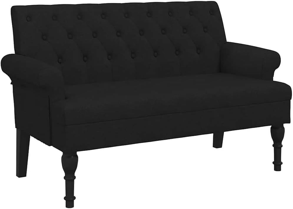 vidaXL Bench with Backrest Black 47.2x24.4x29.7 Fabric