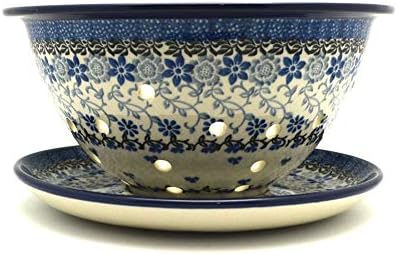 Polish Pottery Berry Bowl with Saucer - Silver Lace