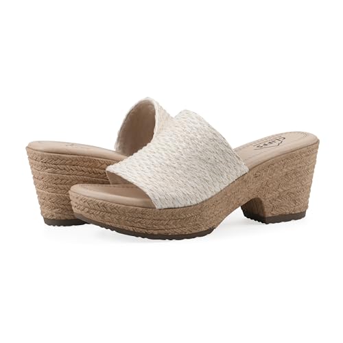 Cliffs by White Mountain Women's Cushioned Biancia Platform Sandal, White Metallic Fabric, 10 M by CLIFFS BY WHITE MOUNTAIN - Used condition - Image 2