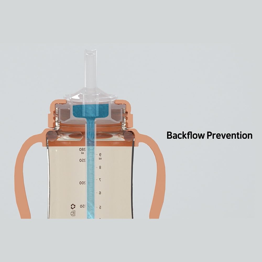 UBMOM No-spill, Backflow prevention Sippy Cup with Straw, PPSU Learner Cup with Handle for Baby and Toddlers, BPA free, 9.47oz (Chocolate) - Image 7