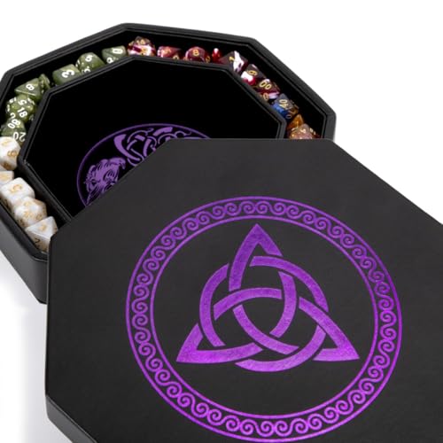 DND Dice Tray - 8 Inch Purple World Tree & Triquetra