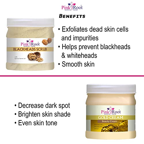Image of Pink Root Gold Cream 500gm with Blackheads Scrub 500gm