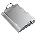 Onlyfire Stainless Steel Rectangle Griddle Plancha for Most BBQ Gas Grills and Charcoal Grills, 47.2 × 32 cm