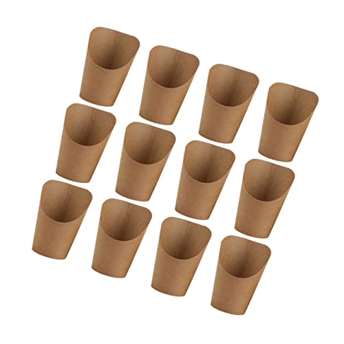 MUCKLILY 50pcs Kraft Paper French Fries Holders Portable Storage Cones for Take-out Snacks for Parties Picnics and Events Lightweight and Easy to Carry Capacity